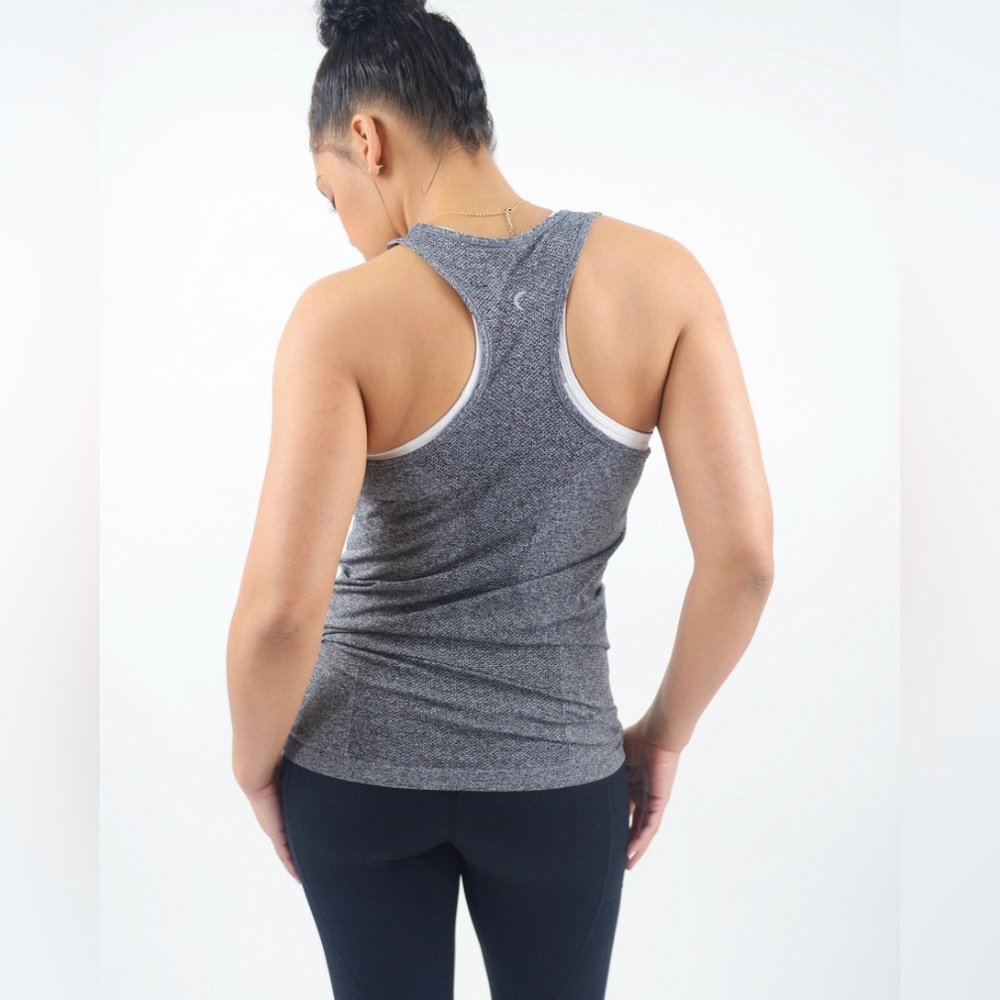 ZYIA Active Navy Heathered Blue Copper Charged Seamless Racerback Tank Top Sz Xs